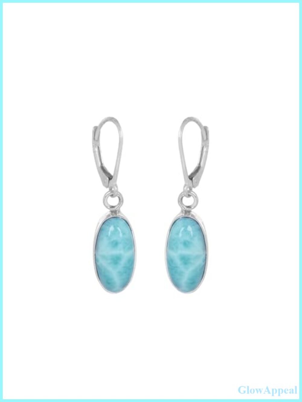 925 Sterling Silver Larimar Dangle Earrings Lever Back